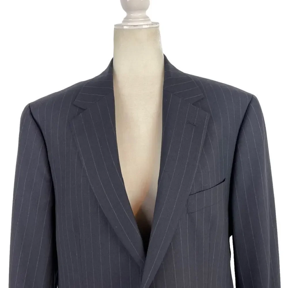 Brooks Brothers Men's Stretch Dark Blue Striped Blazer Jacket Size EU41 Short